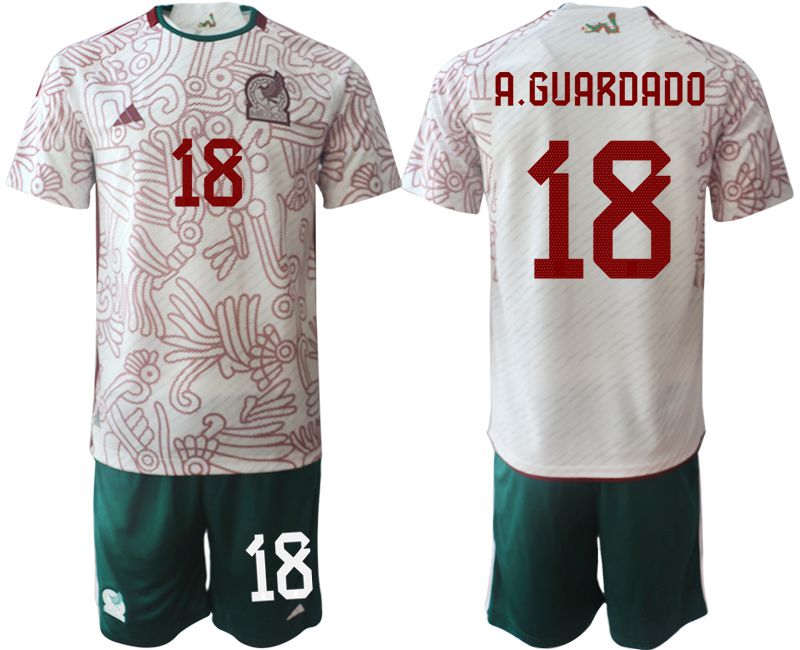 Men 2022 World Cup National Team Mexico away white #18 Soccer Jerseys